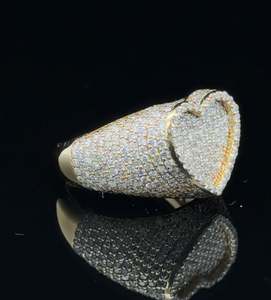 14k Yellow Gold Heart <b>Ring</b> with Round Diamonds Bridal for Her Sterling Silver <b>Ring</b> Moissanite New Design <b>Ring</b> for Women - Product Image 2