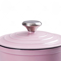 Meilleure vente de casserole chauffante de haute qualité en fonte émaillée marmite à soupe à double oreille design classique forme ronde prix de gros