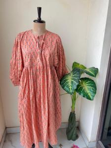 Hecho a mano bohemio algodón Floral Midi túnica mujer bloque impreso amapola diseño Multicolor suave verano Casual Natural mamá regalo ODM - Product Image 6