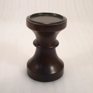 <b>Black</b> <b>Polished</b> Small Size Solid Wood Pillar Candle Holder for Home Living Room Table Top Decoration Use Solid Wood Pillar Holder - Product Image 1