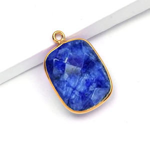 Grand pendentif en labradorite plaqué or fait main de forme irrégulière 14x18MM, taillé à facettes, en argent 925 naturel pour la fabrication de bijoux - Product Image 2