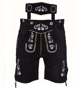 Pantalon bavarois Trachten personnalisé en cuir court / Lederhosen personnalisé en Spandex/Polyester uni brodé écologique - Product Image 1