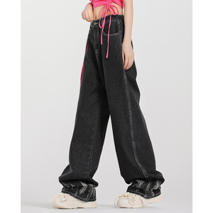 Nouveau jean pour homme, tendance, vintage, ample, droit, délavé, baggy, décontracté, personnalisé, denim, broderie usée - Product Image 4