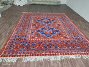 พรมแดง8x11สำหรับบ้านห้องนอนสำนักงานพรมสไตล์วินเทจทันสมัยทันสมัยดีไซน์เรขาคณิตโบราณออกแบบได้ตามต้องการ - Product Image 2