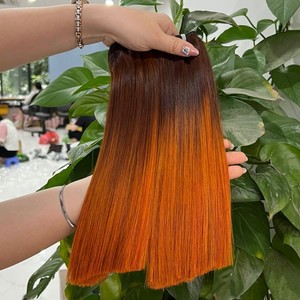 Super Double Orange Nuances Os Droit Frontal Remy Vierge Peau Trame Mic Cheveux Vietnamien Extensions de Cheveux Humains Prix Usine - Product Image 1