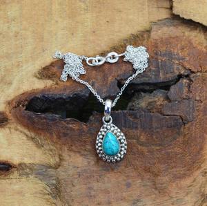 Joyería con colgante clásico de estilo bohemio para mujer, joyería de plata de ley 925, piedra preciosa turquesa, colgante hecho a mano, regalo de amor - Product Image 4