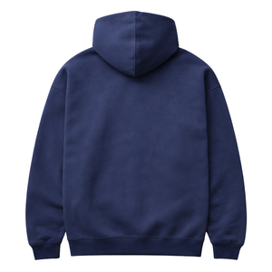 Custom Printed Embroidered Plain Dyed Mens Deep <b>Blue</b> Oversized Hoodie Pullover 100% Cotton Fleece Drop Shoulder Streetwear - Product Image 2