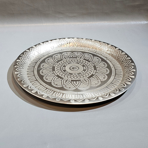 Bạc Thaali Sắt Thân Thiện Với Môi Phân Hủy Sinh Học Vòng Kích Thước Tùy Chỉnh Hiện Đại Sang Trọng Bohemian Ấn Độ Bữa Ăn Tối Tấm Set - Product Image 2