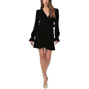 Abito Mini Comodo Paige Ysabel Nero con Silhouette a Tubino e Vita Naturale in Velluto - Product Image 1