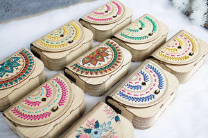 HandPainted <b>Wooden</b> Clutch Purse Bag Summer Boho Bag by Artisans - Product Image 4