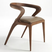 Chaise de Salle à Manger Luxe Moderne Elefante en Bois et Cuir, Siège en Cuir Résistant pour Villa, Chaises en Bois Massif pour Maison