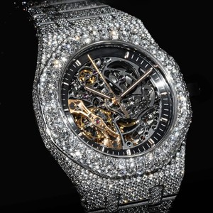 Reloj de Pulsera de Acero Inoxidable de Lujo Unisex APs Fashion, Esqueleto con Moissanita, Reloj Mecánico Automático Antiguo para Negocios - Product Image 3