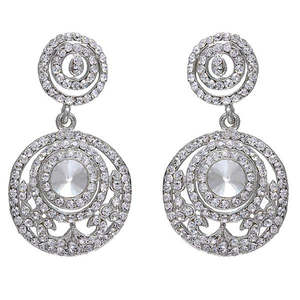 Pendientes colgantes finos Kriaa, piedra austriaca blanca chapada en rodio, modelo 1301232 - Product Image 1