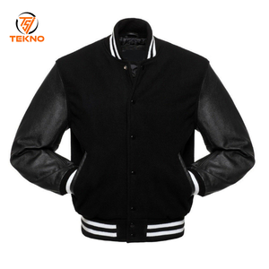 Venta al por mayor de chaquetas masculinas personalizadas unisex de secado rápido transpirable Material de lana bordado de impresión Casual Varsity cuero OEM - Product Image 1