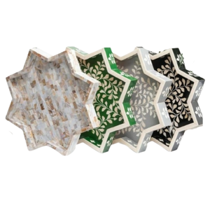 Vente en gros de plateaux de service vintage en bois poli, nouveau style écologique avec incrustation de perles de nacre, artisanat naturel inspiré des animaux - Product Image 1