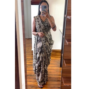 Beau tissu georgette lourd Saree broderie complexe cordon travail broderie Blouse mariages fêtes fournisseur en gros - Product Image 1