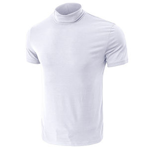 Camiseta de cuello alto de manga corta personalizada de OEM para hombre, ropa básica informal, Camiseta de cuello alto de tortuga - Product Image 1