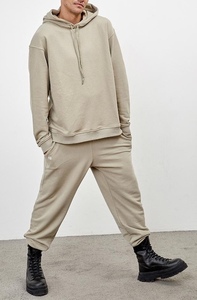 2024 sweat-shirt polaire beige basique surdimensionné pour hommes 100% coton Streetwear urbain produit OEM de qualité supérieure brodé - Product Image 4
