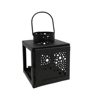 Lanterne carrée en verre et acier inoxydable avec poignée de couleur noir et argent, nouveau Design pour la décoration de noël et de jardin - Product Image 5