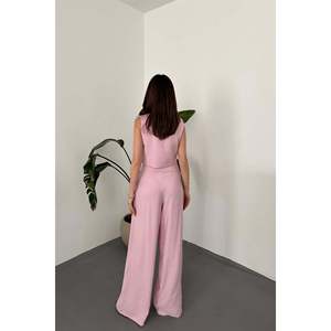 Conjunto de Chaleco Asimétrico y Pantalones Rosa - Rosa - Product Image 6
