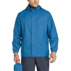 แจ็กเก็ตกันฝนสำหรับผู้ชาย2025สีฟ้าปกตั้งสไตล์สตรีทไฮสตรีทกันน้ำระบายอากาศได้ดีผ้าไนลอนขายดี - Product Image 1