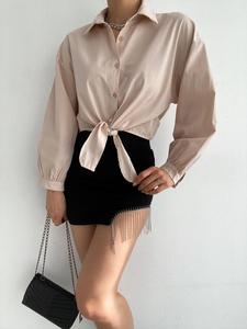 Camisas de manga corta Beige de verano para mujer de calidad superior, ropa de tejido ajustado con protección solar informal, blusas cómodas, camisas - Product Image 2