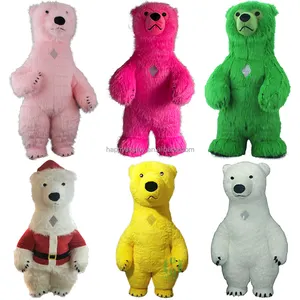 Urso polar de mascote inflável, fantasia de mascote peludo, urso polar, panda para anúncios