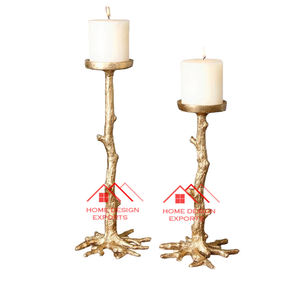 Bougeoir pour mariage Vaisselle Centres de table Décor Unique Forme de feuille Décoratif Laiton Bougeoir Tendance Design - Product Image 6