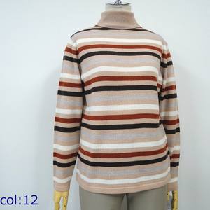 เสื้อสเวตเตอร์ไหมพรมคอสูงทรงหลวมสไตล์ลำลองสำหรับผู้หญิง ขายส่ง ผลิตจากขนสัตว์ 100% แขนยาว ดีไซน์ถักลาย 9 สี - Product Image 6