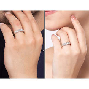 NOVAMART Fine Premium 925 Pure Sterling Silver Men's <b>Ring</b> Rhodium Plated with Diamond and Zircon Inlay Perfect Gift for <b>Couples</b> - Product Image 4