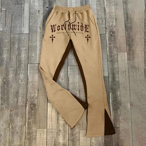 Wholesale <b>Oversized</b> <b>Jogger</b> Pants French Terry Sun Faded Vintage Letter Print Distressed Flared Men's Sweatpants - Product Image 4