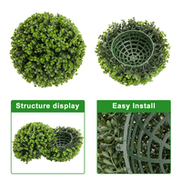 Boule de gazon artificiel PE verte de 9 pouces de diamètre, topiaire en buis suspendu pour la maison et le jardin, décor d'Halloween et de fête des pères