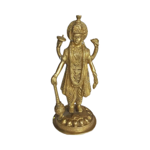 Esculturas modernas hechas a mano estatua de latón de pulgadas de Lord Vishnu Holding Club hinduismo ídolo arte escultura de pie - Product Image 1