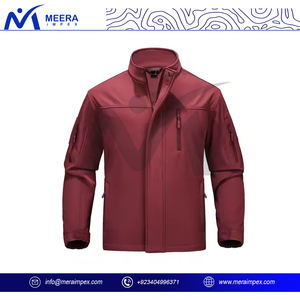 Veste d'extérieur pour hommes de couleur marron solide OEM prix de gros veste Softshell taille XL à col montant en tissu léger avec logo personnalisé - Product Image 2