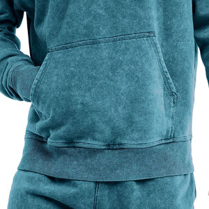 Fabriqué en vrac hommes et femmes mer vert 400 GSM polaire 3D bouffée imprimé pull acide lavé sweats à capuche à vendre à bas prix - Product Image 4