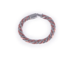 Bracelet en moissanite : Bracelet cubain bicolore en argent sterling, or rose et or blanc - Product Image 1