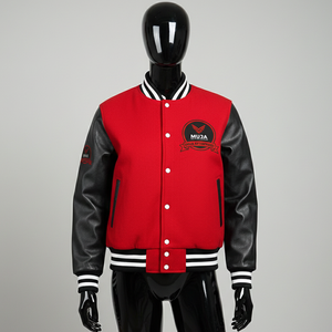 Chaquetas Varsity al por Mayor, Cuerpo de Lana, Mangas de Cuero PU, Unisex, para Hombre y Mujer, Chaqueta Universitaria de Béisbol, Bordado Personalizado - Product Image 2