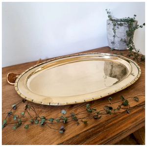 Plateau de service artisanal en métal plaqué argent avec poignée et bordure en relief, écologique pour la maison, le restaurant, l'hôtel, le ramadan, les mariages - Product Image 3