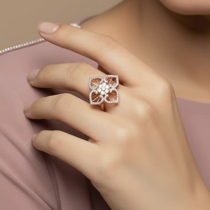 Elegante Anillo de Diamantes Naturales Chapado en Oro de 14K para Mujer, 0.50Ctw, Corte Brillante Redondo, Joyería de Lujo y Estilo - Product Image 5