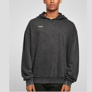 Sweats à capuche surdimensionnés de luxe en polaire personnaliséThermique de haute qualité 100% coton éponge française vierge Vintage sweat à capuche lavé à l'acide - Product Image 4