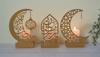 Support de bougie chauffe-plat en bois fait main pour décoration intérieure, ornements modernes à base LED, structure géométrique lune/étoile, sans flamme, écologique
