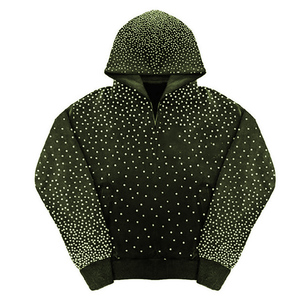 Nouvelle mode personnalisée couleur unie poids lourd 100% coton hommes sweats à capuche automne ODM strass à capuche 2026 - Product Image 4