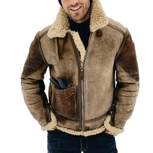 Abrigo de invierno de moda para hombre con piel de lana cálida, solapa gruesa, ropa de lona informal a la moda, piel de oveja, piel de imitación - Product Image 4