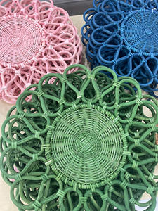 Assiette en rotin naturel faite à la main du Vietnam panier de service tissé rustique Style plateau écologique léger pour manger pique-nique et café - Product Image 2