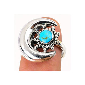 Sleeping Beauty Turquoise Gemstone <b>Ring</b> 925 Solid <b>Sterling</b> <b>Silver</b> <b>Adjustable</b> Size <b>Ring</b> Handmade ODM OEM Supplier Jewelry - Product Image 1