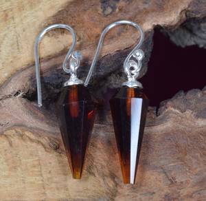 Boucles d'oreilles pendantes mignonnes en argent sterling plaqué or avec quartz grenat, bijoux faits à la main, pierre de naissance de janvier, cadeau de fête pour femme - Product Image 3