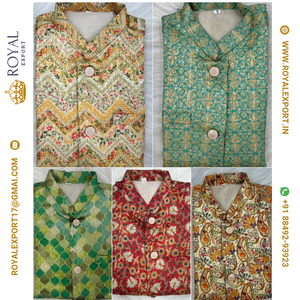 Nuevo aspecto tradicional Banarasi Jacquard Impreso Kid's Kurta Payjama - Product Image 4