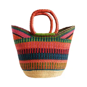 Handmade Trang Trí Dệt Rơm Nước Hyacinth Cỏ Biển Bolga <span class=keywords><strong>Wicker</strong></span> Giỏ Lưu Trữ Với Xử Lý Thủ Công Mỹ Nghệ Sản Phẩm Bán Buôn - Product Image 6