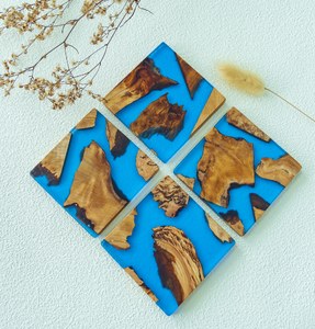 Posavasos de madera de resina epoxi, posavasos de madera ecológico redondo personalizado, producto de la mejor calidad - Product Image 1