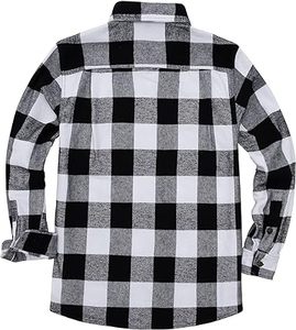 Camisa de vestir de franela a cuadros de manga larga para hombre de la mejor calidad negro 100% algodón transpirable para primavera-¡Gran precio! - Product Image 3